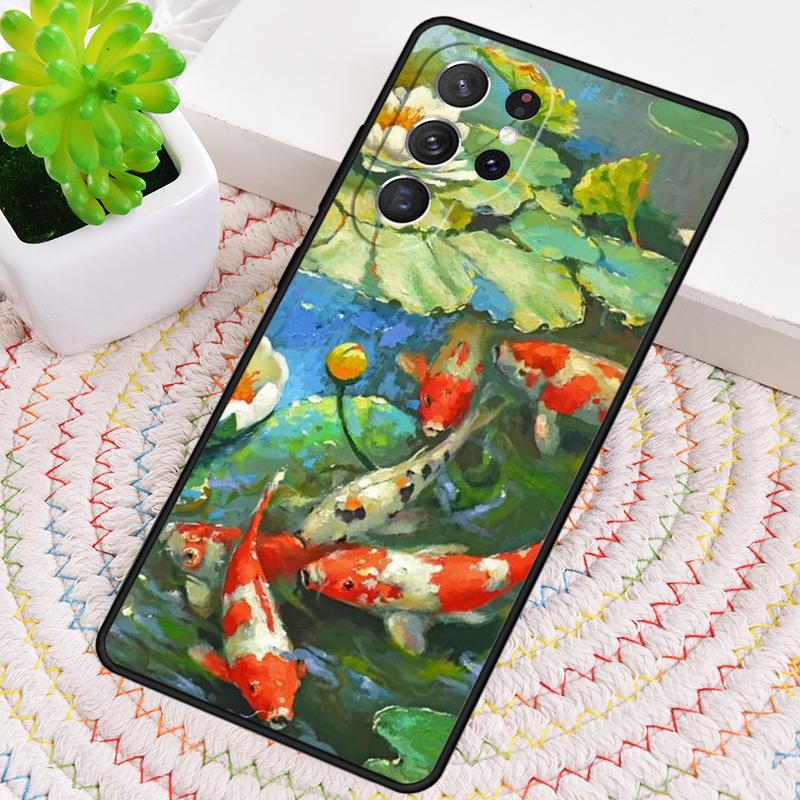 

Koi Carp Fish Painting Silicone Phone Case For Samsung Galaxy note 10 pro S26 S25 S24 S23 S22 S21 Plus S25Ultra Capa Cover Galaxy S21+ 5G