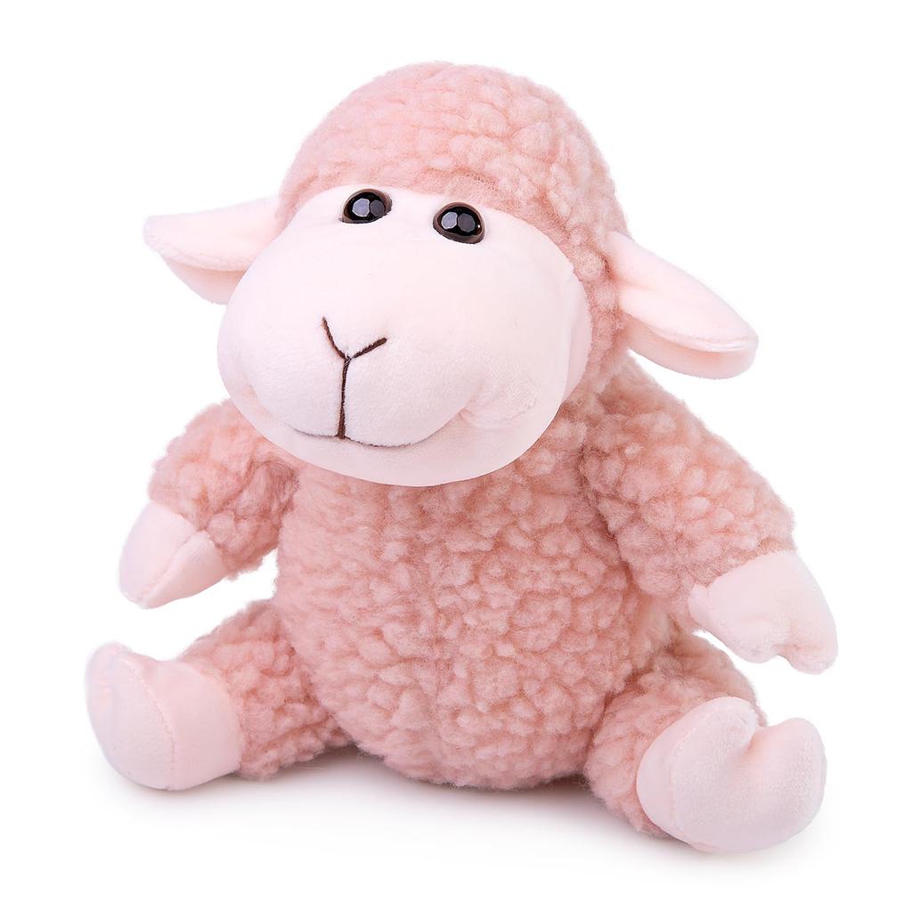 Lilizzhoumax Cute Small Wool Plush Super Soft Stuffed Lamb Set Home Decor Gift for Kids Toy, (Standing, Sitting, Lying) (Pink)