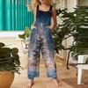 Women's Casual Jumpsuit Sleeveless Christmas Printed Cotton Jumpsuit