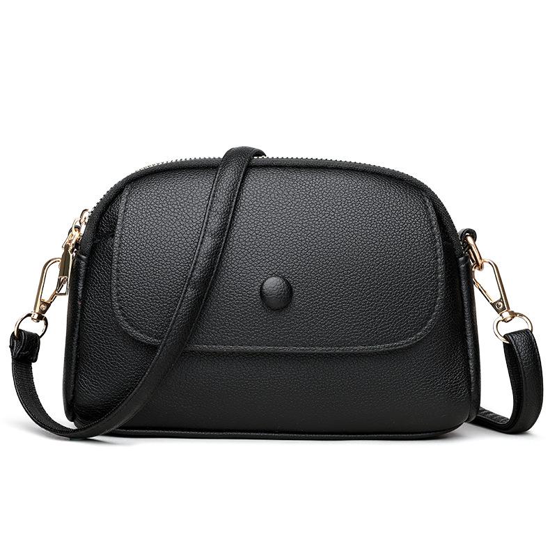 

Versatile niche cowhide texture mobile phone bag messenger bag