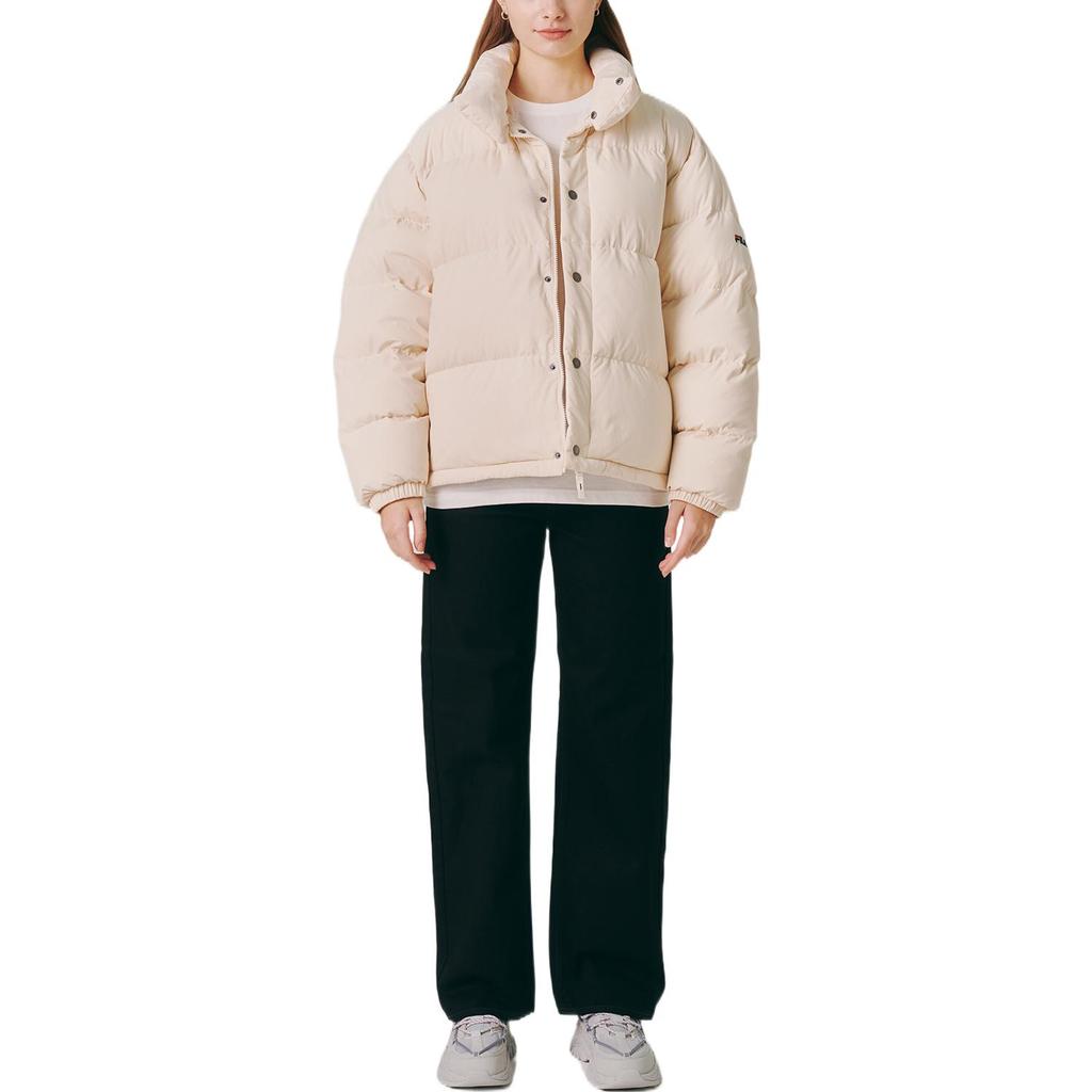 FILA Down Jackets Unisex White Stand Collar Thickened Puffer Jacket FS2DJE4801X-CRM