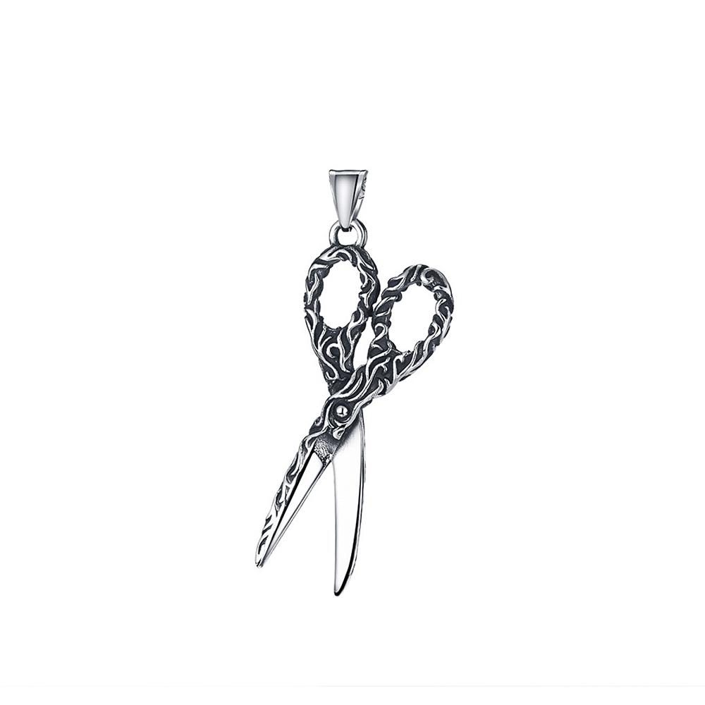 Punk Creative Hairstylist Stainless Steel Scissors Pendant Necklace Men's Hip Hop Rock Biker Necklaces Jewelry Gifts