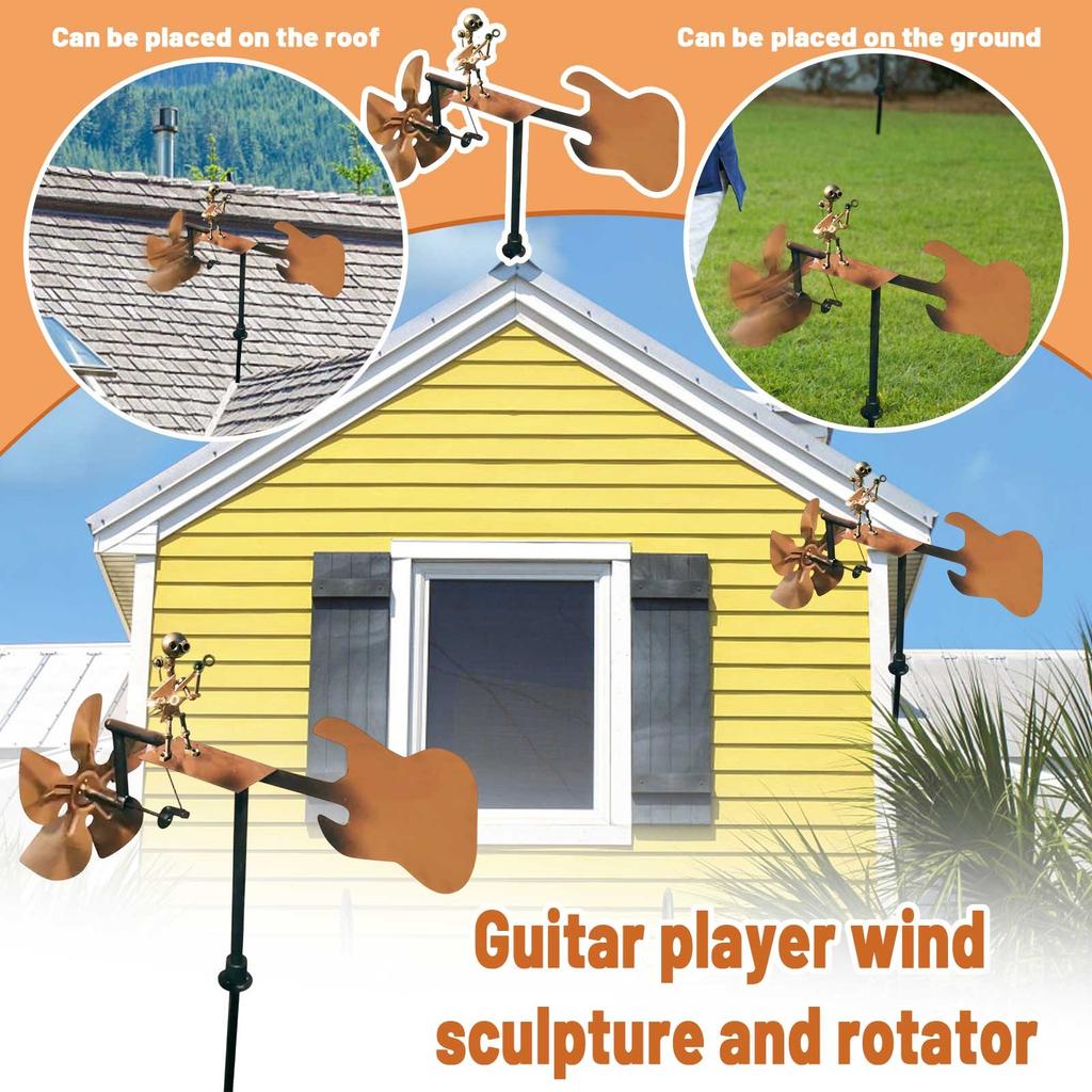 Handmade Metal Drummer Windmill, Drummer Windmill Garden Decoration, Percussionist Music Figurines,Fun Wind-Powered Sculpture