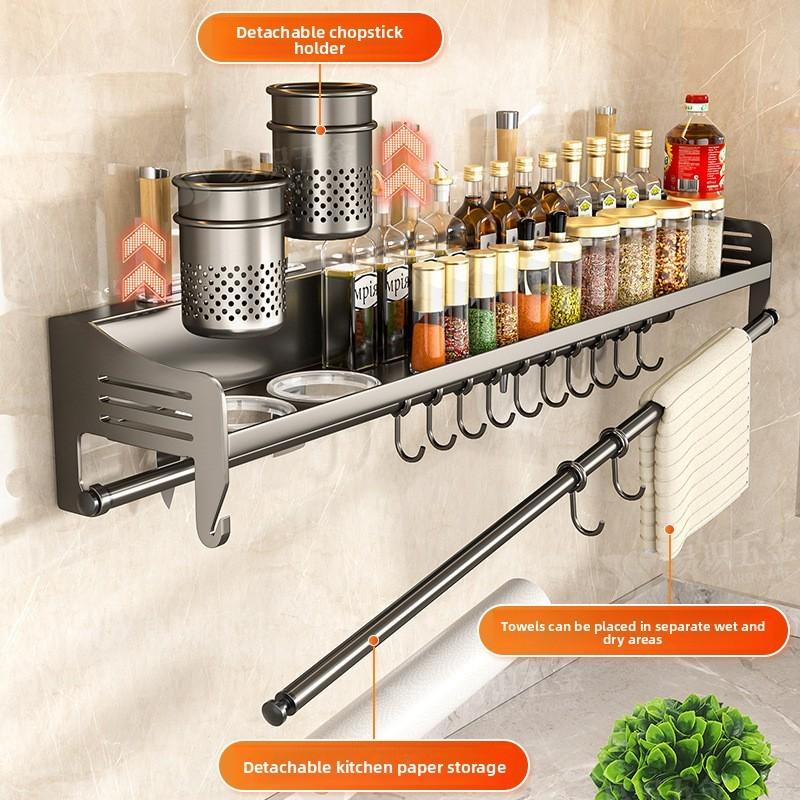 Modern Steel Kitchen Wall Organizer With Knife Slots And Hooks For Home Storage