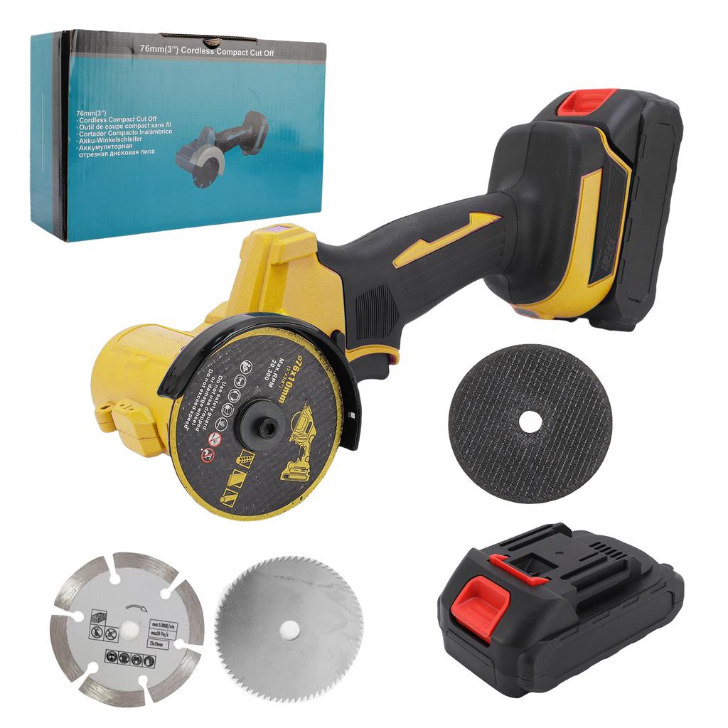 Mini Angle Grinder 21V Cordless 18000RPM Electric Grinding Tool with 2pcs Rechargeable Battery Multifunctional Cutting Polishing