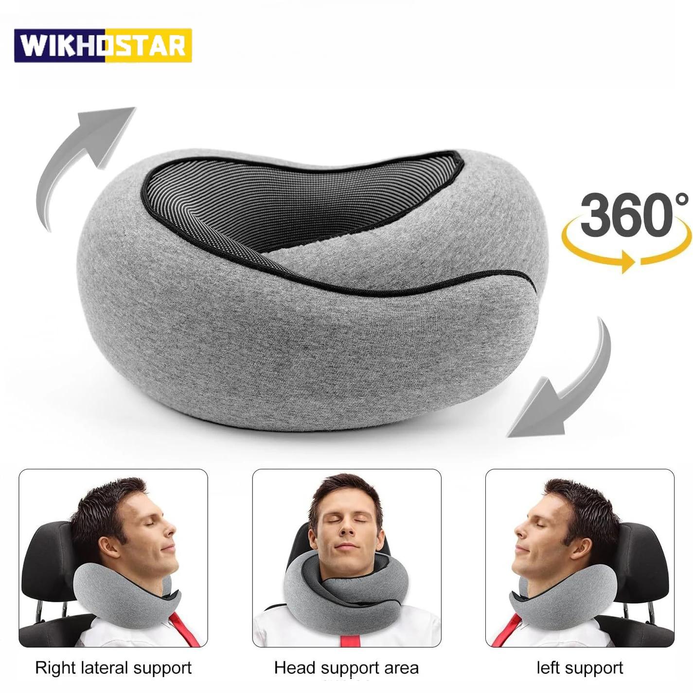 

Portable Adjustable Travel Neck Pillow Memory Foam U-shaped Pillow Snail Style Travel Neck Support Soft Noon Break Sleep Pillow чорний