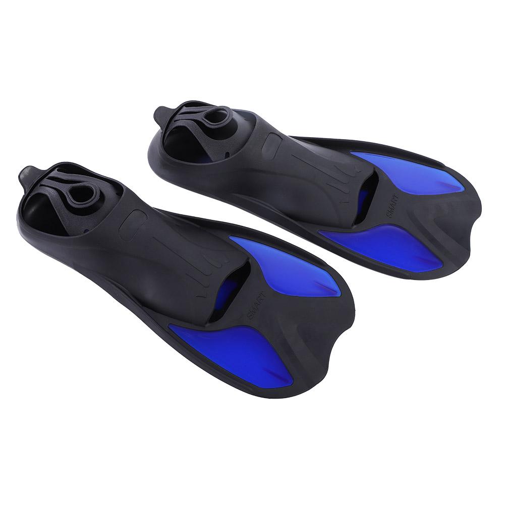 Men Women Swim Foot Fins Swimming Diving Open Heel Adjustable Snorkel Fin Blue L