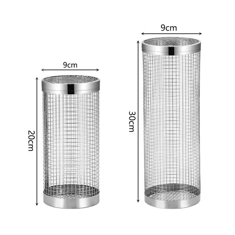 Portable Outdoor Cylindrical Barbecue Basket Picnic Bbq Smoking Net Camping Picnic Rolling Barbecue Cage And Cooking Accessories