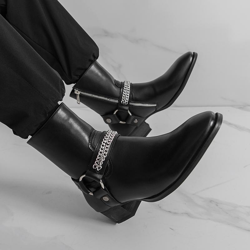 Fashion Fashionable High-end Men's Chelsea Boots Street Style High Top Motorcycle Boots High-quality Non Slip Sole Outdoor Walking Boots