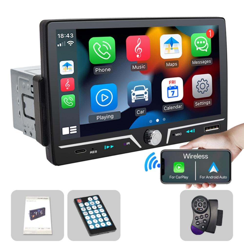 Multifunctional Car Radio 7 Inch IPS Touch Screen 1 Din Wireless Android Auto Carplay 7 Color Bluetooth Type-C Charging Mirror Link Stereo Playback