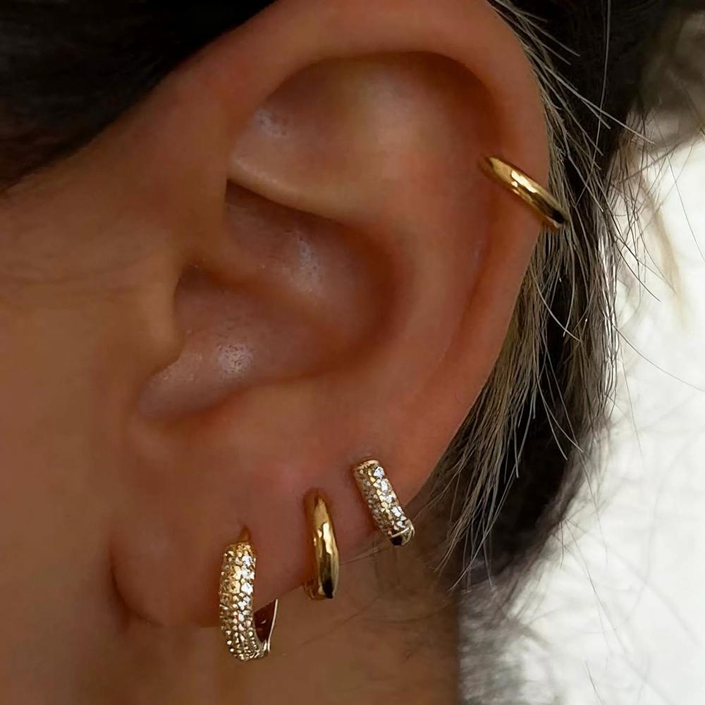 2-4Pcs Simple Zircon Copper Hoop Earring Set For Women Gold Color Elegant Cartilage Piercing Earring Female Anti-allergy Jewelry