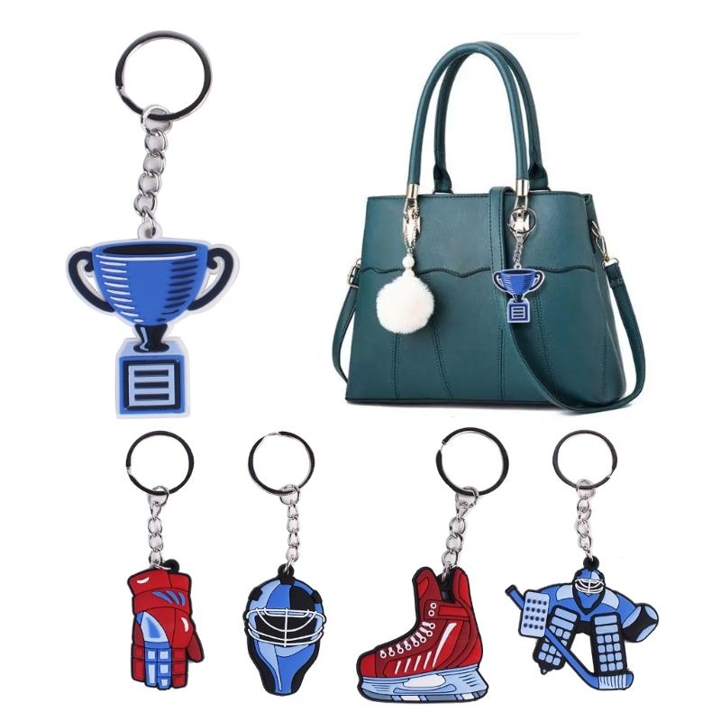 Cartoon Ice Hockey Keychain Ice and Snow Sports Pendant Car Keyring Decorations Jewelry Accessories for Women Men