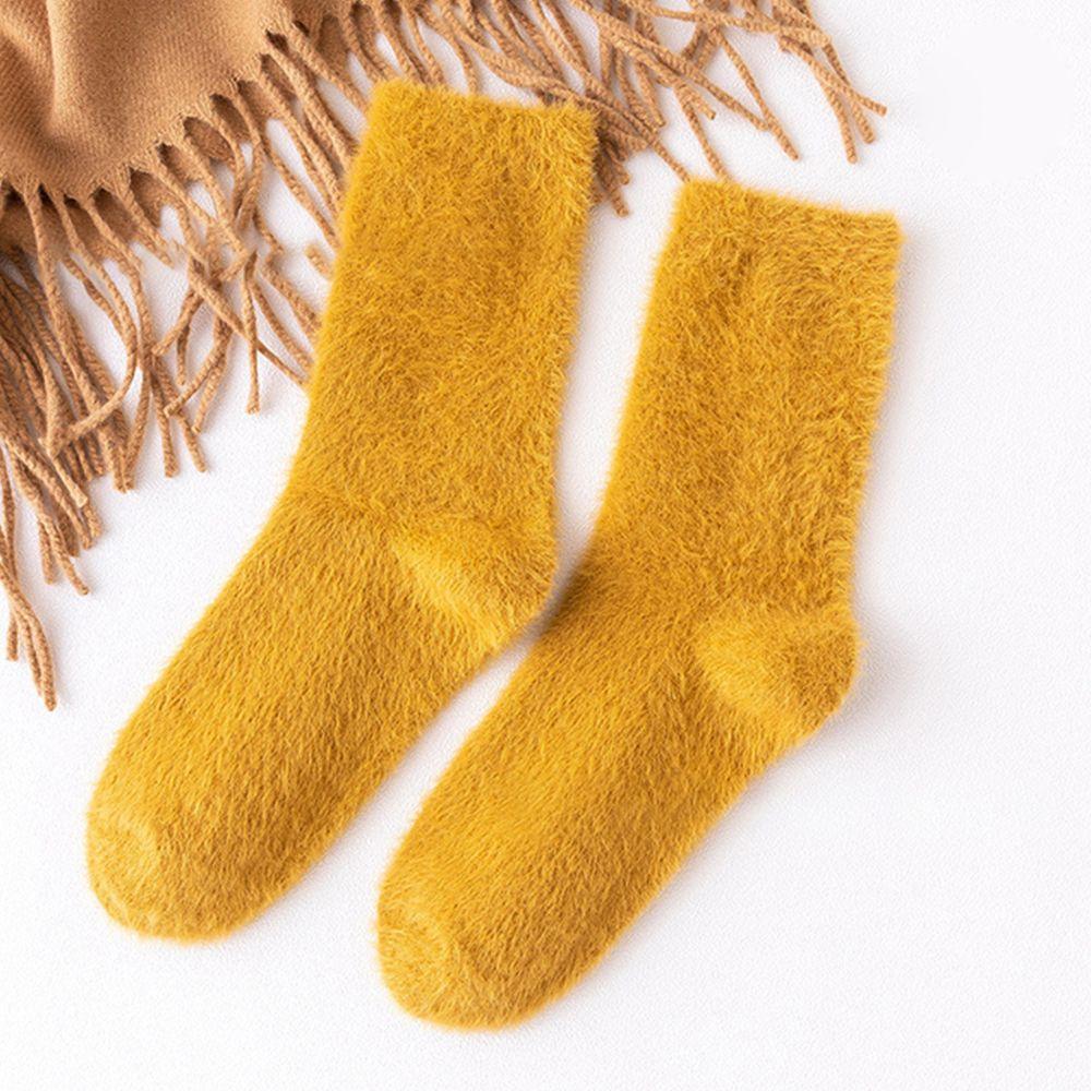 Korean Style Fashion Design Student Women Socks Mink Fur Fleece Socks Floor Socks Mid-Tube Hosiery