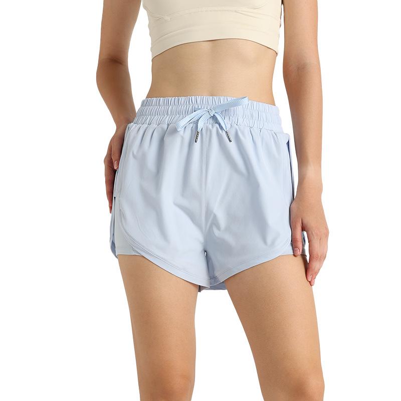 Women's Quick-Dry High-Waisted Sports Shorts - Two-Piece Anti-Exposure Running Fitness Shorts