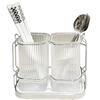 Rowaica Cutlery Chopstick Stylish Tool Holder for Spoons X Stand, Drainer, Holder, Kitchen, Tabletop, Chopsticks, Forks, (Clear Silver)
