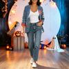 Women's Vintage Floral Print Three-Quarter Sleeve Loose Fit Lightweight Cardigan