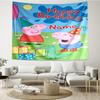 Custom Name Peppa Pig Print Tapestry, Backdrop, Easy Setup, Ideal for Bedroom, Office & Living Room, with Aesthetic Wall Hanging Decor.