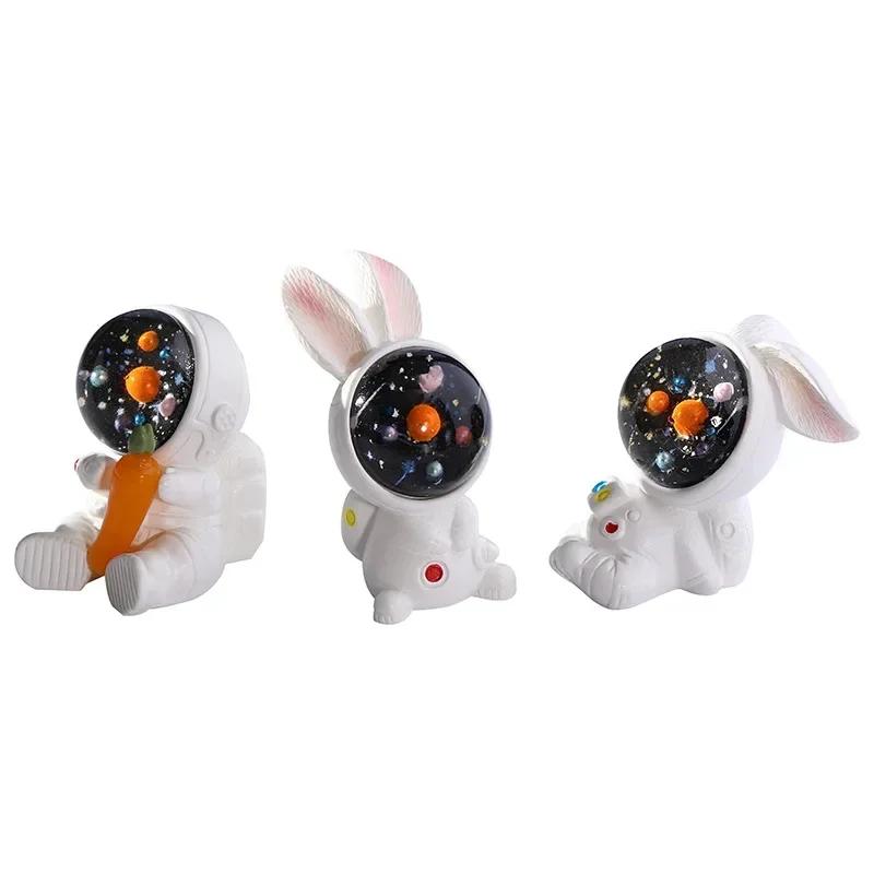 Figurki Miniaturowe Słodkie Kreskówkowe Astronauci Króliczki Mikro Krajobraz Ozdoby do Dekoracji Domu Królik Rzemiosło Pokój Biurko Dekoracja