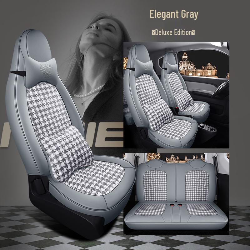 Husă Scaun ST Houndstooth pentru Wuling Hongguang MiniEV - Învelire Completă, Pernă pentru Toate Sezoanele