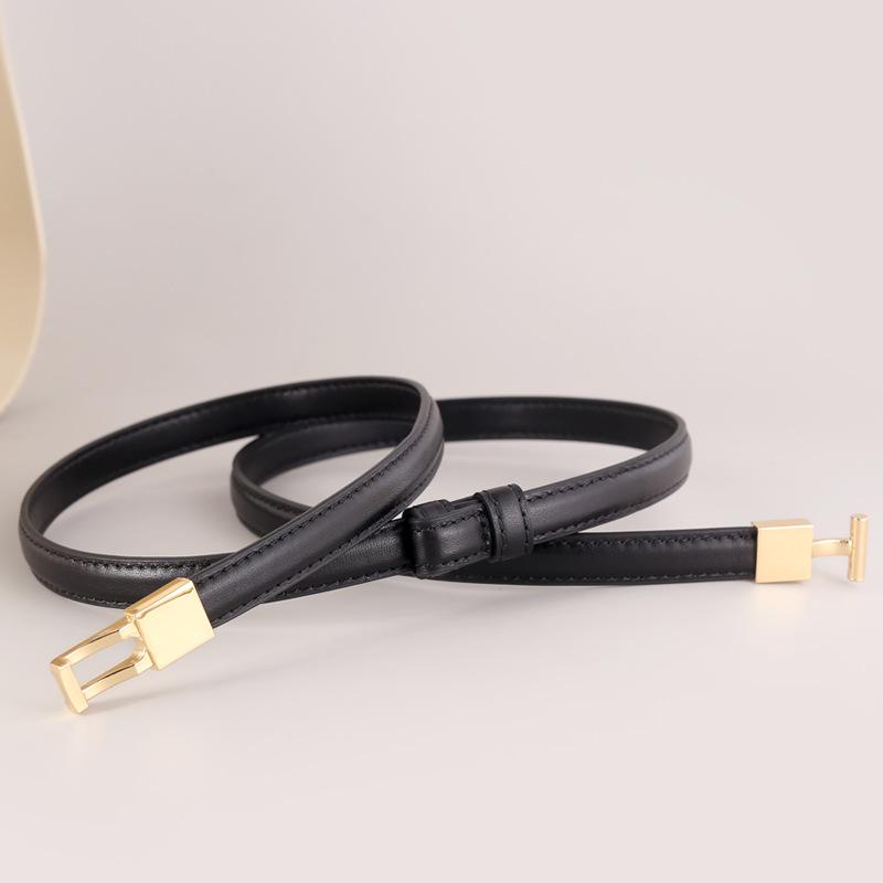 

Женский тонкий пояс из натуральной кожи - Универсальный новый стиль 2023 года для юбок 80-100 cm чёрный