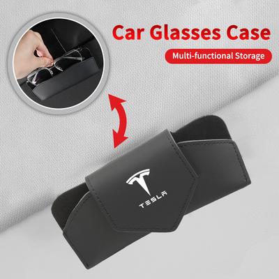 Auto-Ventil-Brillenbox Sonnenblenden-Brillenhalter Sonnenbrillenetui für Model 3 Model S Model X Model Y Roadster Bonina Spule