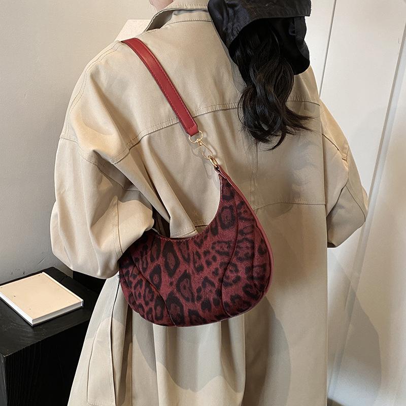 Fashion Brown Leopard Shoulder Bags PU Leather Versatile Underarm Bag Vintage Small Purse and Handbags For Women KTY