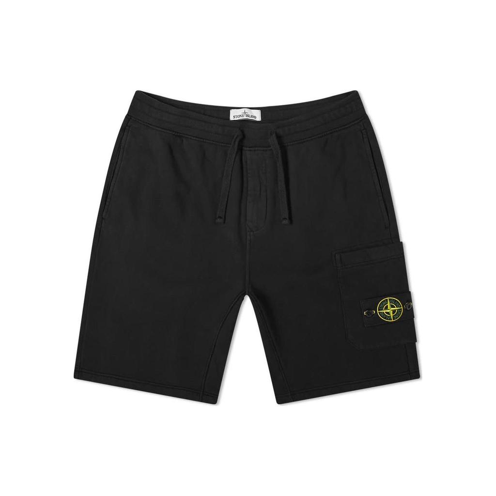 STONE ISLAND FW22 Einfarbig Logo Kordelzug Tasche Verziert Freizeitshorts Herrenshorts Schwarz 731564620-V0029