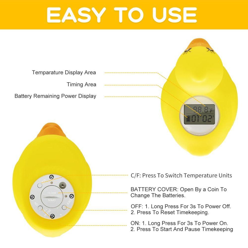 IP67 Waterproof Floating Bathtub Thermometer Baby Safety Duck Thermometer Bathtub Use