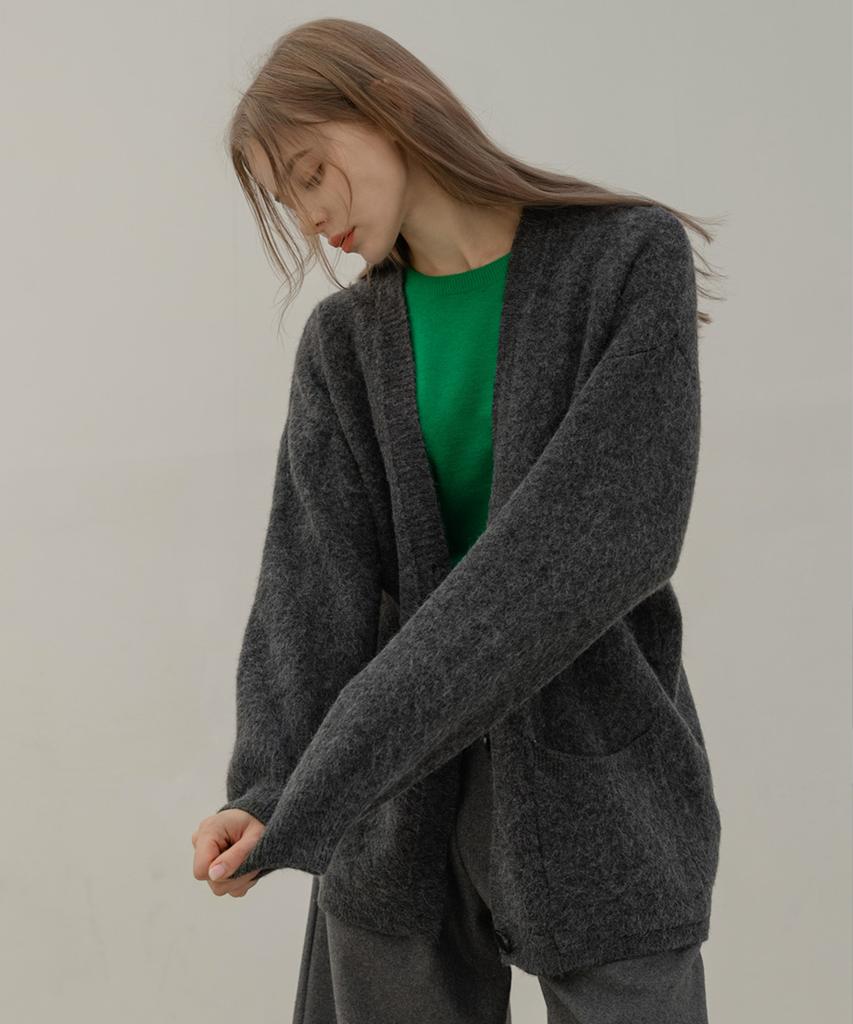 Non And Non Basic Over Fit Knit Cardigan_Nwca4168 (Charcoal)
