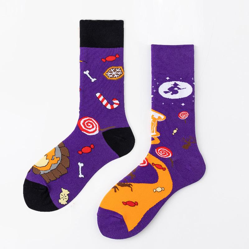 REMOULD Women Fashion Designer Mismatching AB Socks High Quality for Girls Art Crazy Socks With Print Pattern Fancy Cool
