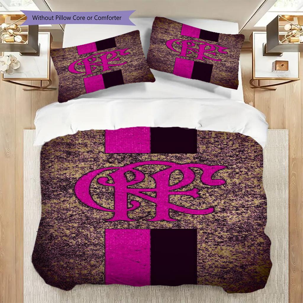 Dynamic Cr Logo Illumination Bedding (1 * duvet cover + 2 * pillowcase, without core) 2D Flat Christmas birthday gift Soft and comfortable Bedding set