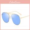 Trendy Womens Oversized Sunglasses With Classic Aviator Design And Reflective Mirror Lens