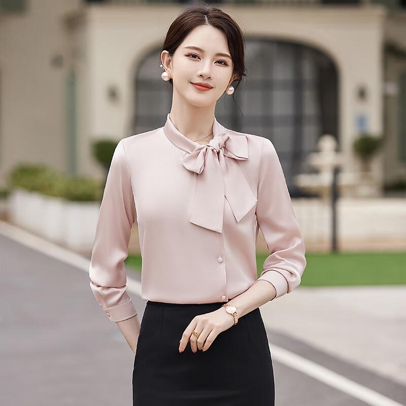 Tluoman Women s Long Sleeve Professional Chiffon Bow Blouse XL