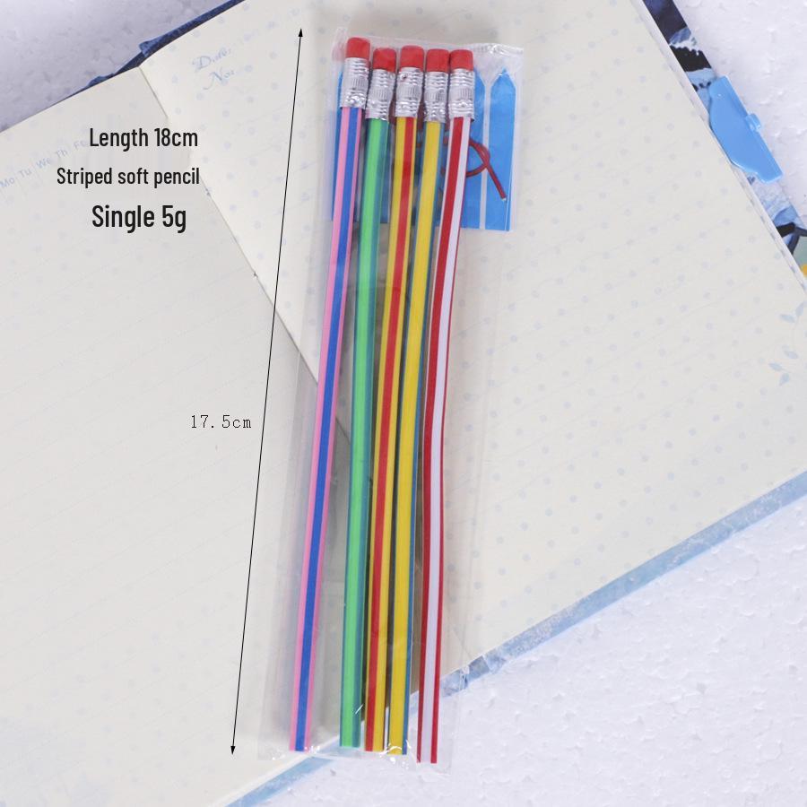 Flexible Colorful Striped Unbreakable Magic Pencil Toy HB