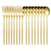 Stainless Steel Flatware Set 16-Piece Golden Elegant Cutlery Mirror Polished, Perfect for Home, Kitchen, Dining