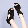 Sandals Women's Summer Slope with Roman Rhinestone Fish Mouth Comfortable Women's Soft-soled Open-toe Sandals Women's High-heeled Sandals