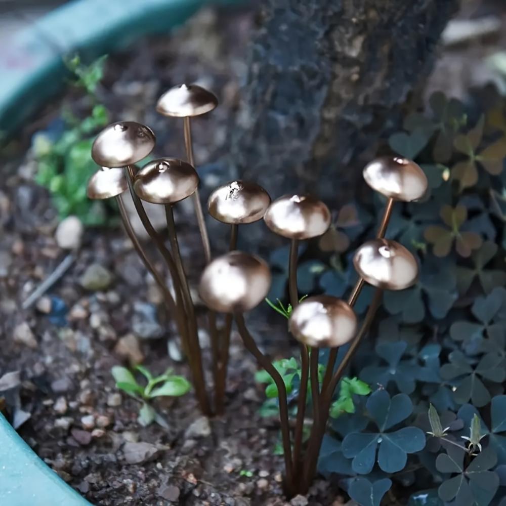 Charming Metallic Mushroom Statue - Perfect for Bonsai, Potted Plants, and Outdoor Garden Decorations | Ideal Thanksgiving Gift