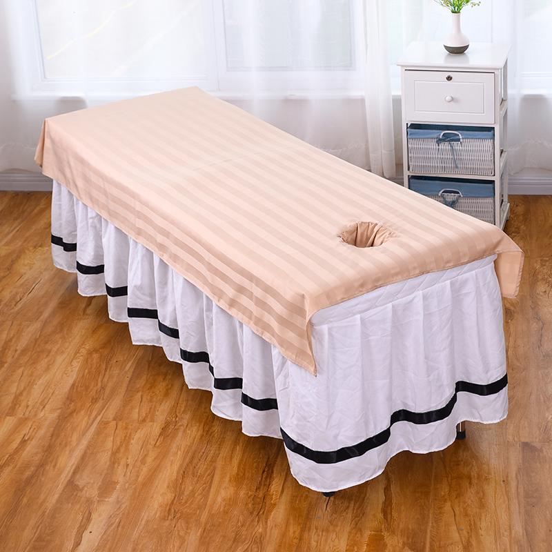 Quick-Drying Mercerized Cotton Beauty Salon Bed Sheet, Wrinkle-Resistant with Face Hole, White