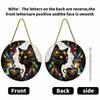 Stylish Cat Hanging Sign Moon Halloween Window Decor, Mystical Black Round Modern Room Decor for Indoor Outdoor Wall Art, Gothic Home Porch