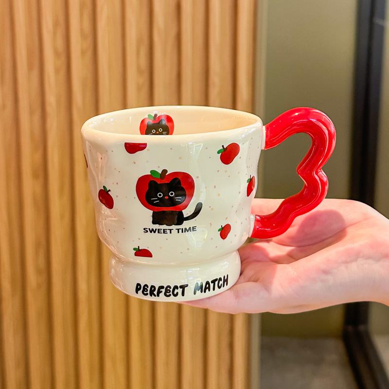 Birthday Gift for Girls Best Friend Creative Cat Ceramic Mug with Lid Teacher Classmate Souvenir Gift Box