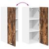 Wall Mounted Cabinet with Door Smoked Oak and White 30 X 31 X 80 Cm