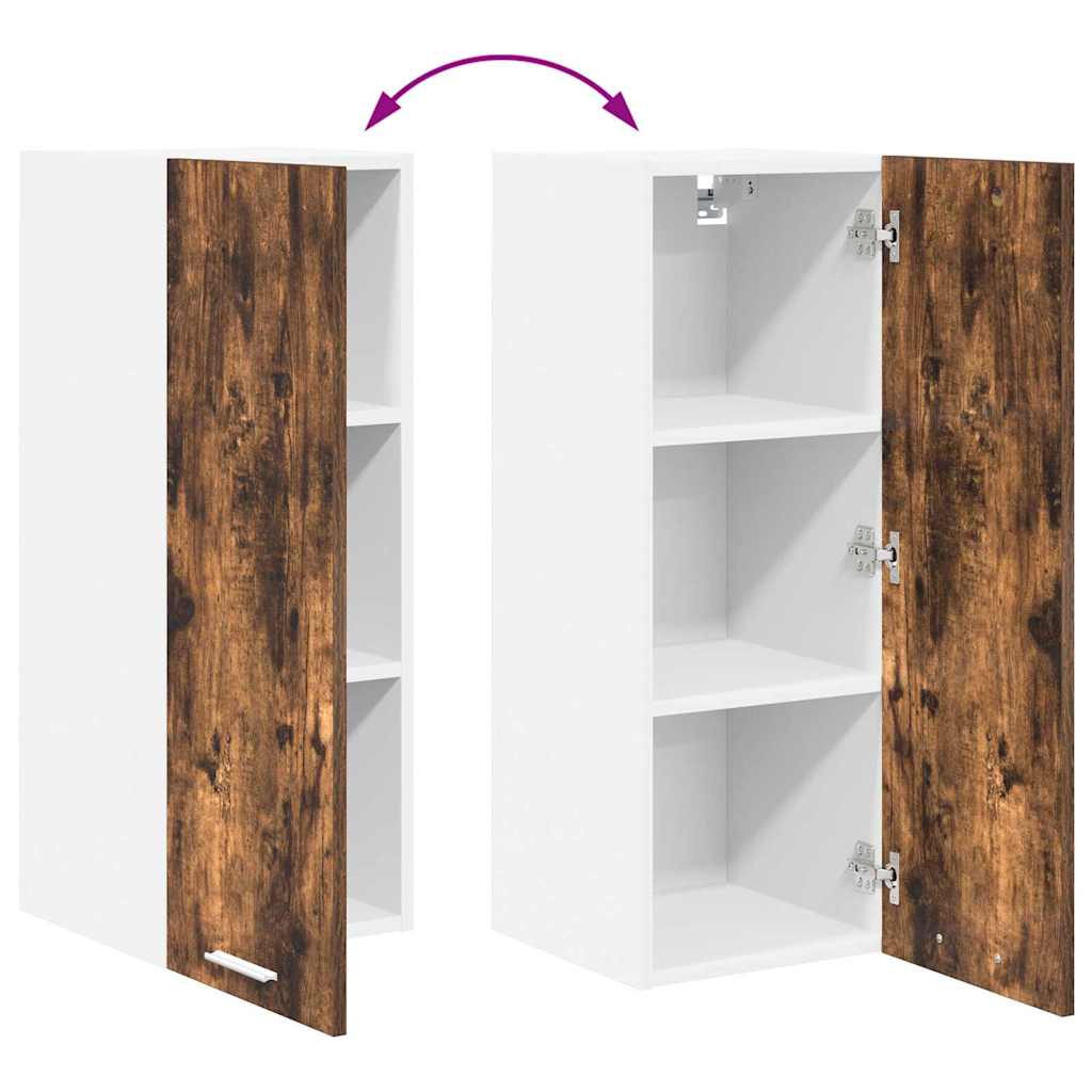 Wall Mounted Cabinet with Door Smoked Oak and White 30 X 31 X 80 Cm