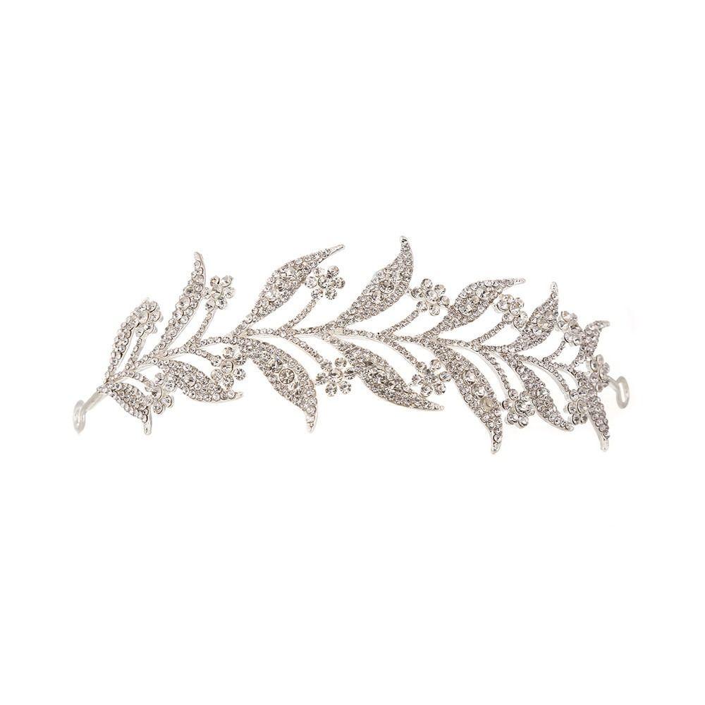 Handmade Crystal Leaves Hairband Bridal Baroque Tiara Hair Jewelry Wedding Crown