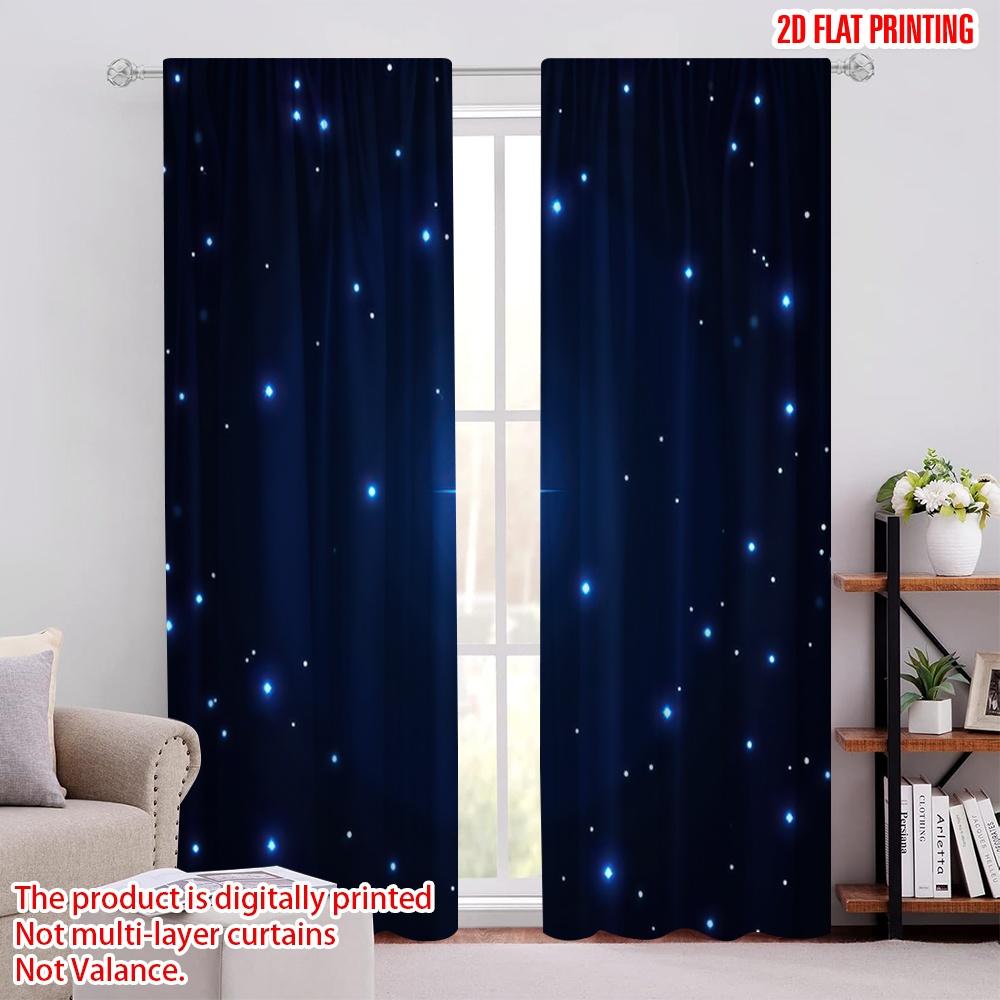 2D Flat Printing 2pcs Window Drapes Night Sky Versatile Polyester Fabric Without Electricity Birthday Party Use for Wall Art