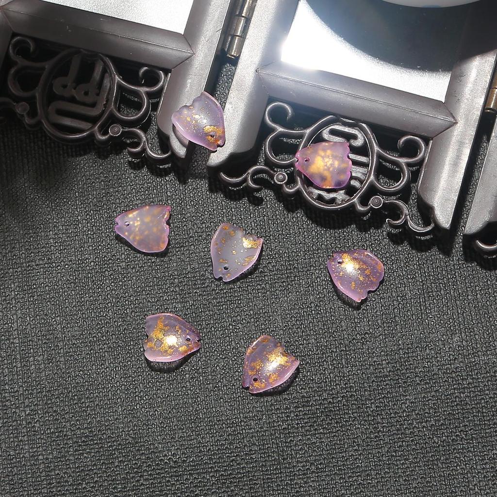 10Pcs 13x11mm Gradiente Cor Checa Contas de Vidro Pétalas de Flor de Hibisco Contas para Fazer Jóias Acessórios DIY