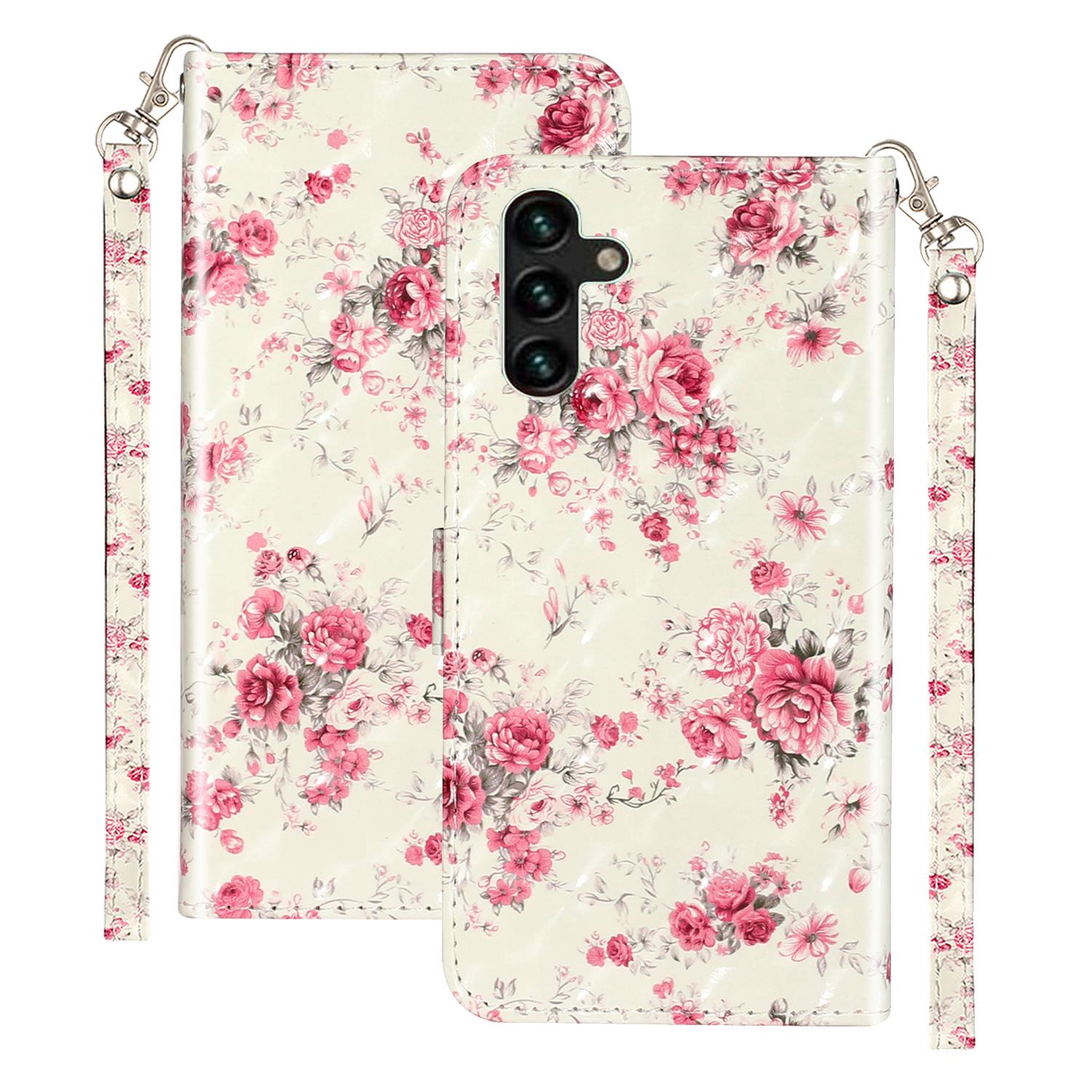 

For Samsung Galaxy S23 FE PU Leather Protective Case 3D Pattern Printing Stand Wallet Phone Cover Roses