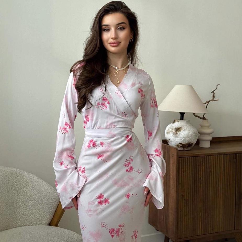 2025 Summer Women's Slimming Long-Sleeve Bodycon Dress - European & American Fashion