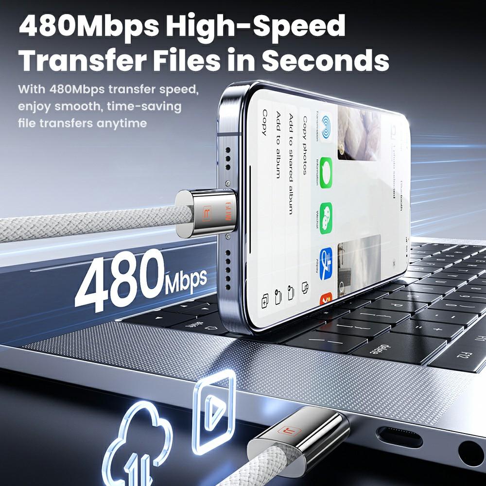 TOOCKI TX110C2 1m Mini Zinc Alloy USB-C to USB-C Cable PD 60W Fast Charging Cable with Smart Chip for Laptop Phone