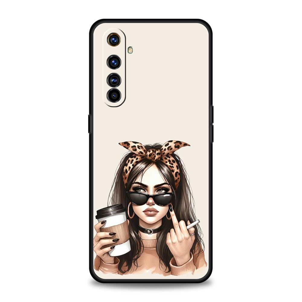 Girl Boss Female Coffee Phone Case For Realme 12 11 10 9 8 5G 7 6 GT5 GT3 GT2 Pro Plus C21 C11 C25 C35 For GT Neo 2 3 3T 5 Cover