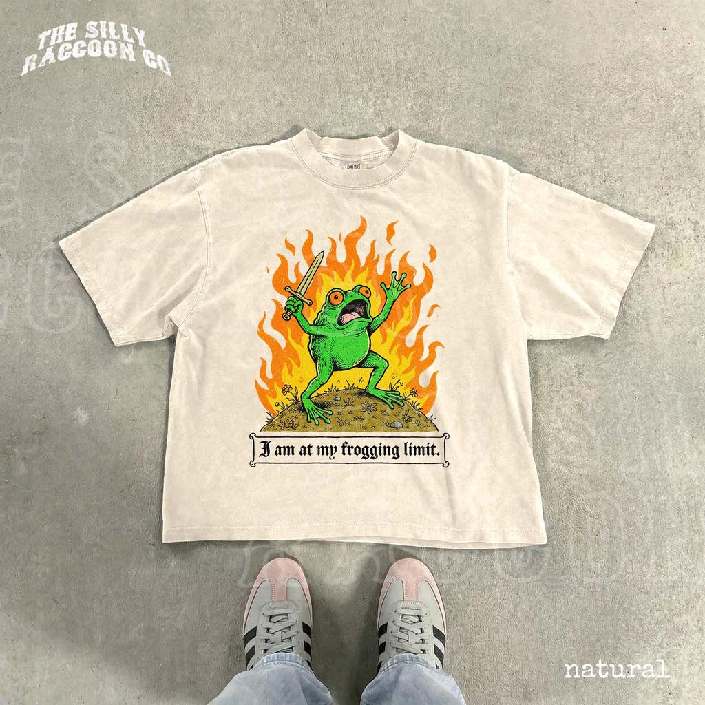 Funny Frog "Frogging Limit" Graphic Tee, Sarcastic Burnout Top, Cottagecore Gift